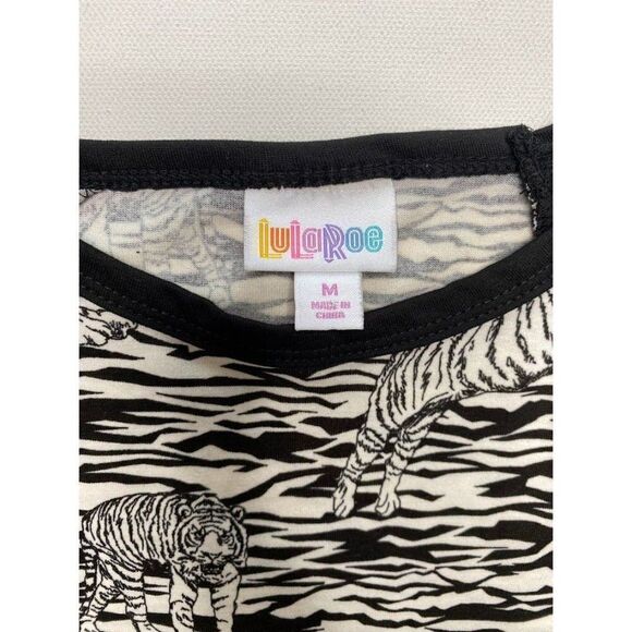 LuLaRoe Randy Black White Zebra Tiger Raglan Sleeve Top sz Medium NEW - Picture 5 of 8